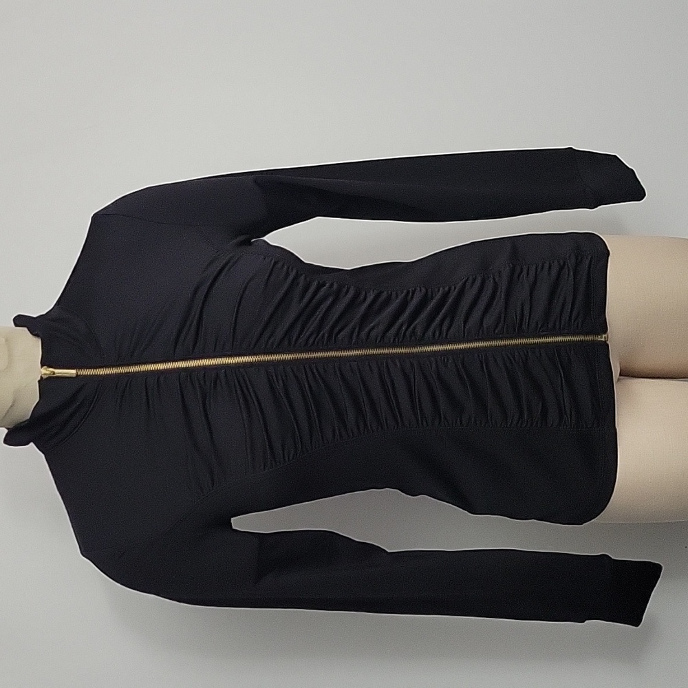 NWT $80 Ellen Tracy Active Ruched Jacket Black Size Small